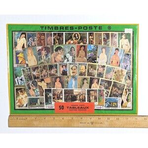 VTG. WORLD PAINTINGS FRENCH MASTERPIECES 50 TABLEAUX NUDES TIMBRES-POSTE  STAMP